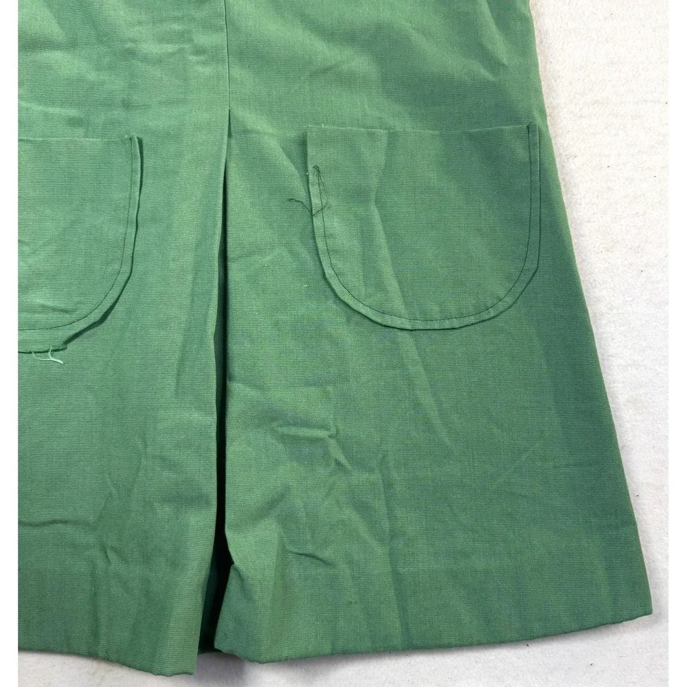 1960s Girl Scouts Uniform Culotte Romper Girls 10 Green Shift Button USA